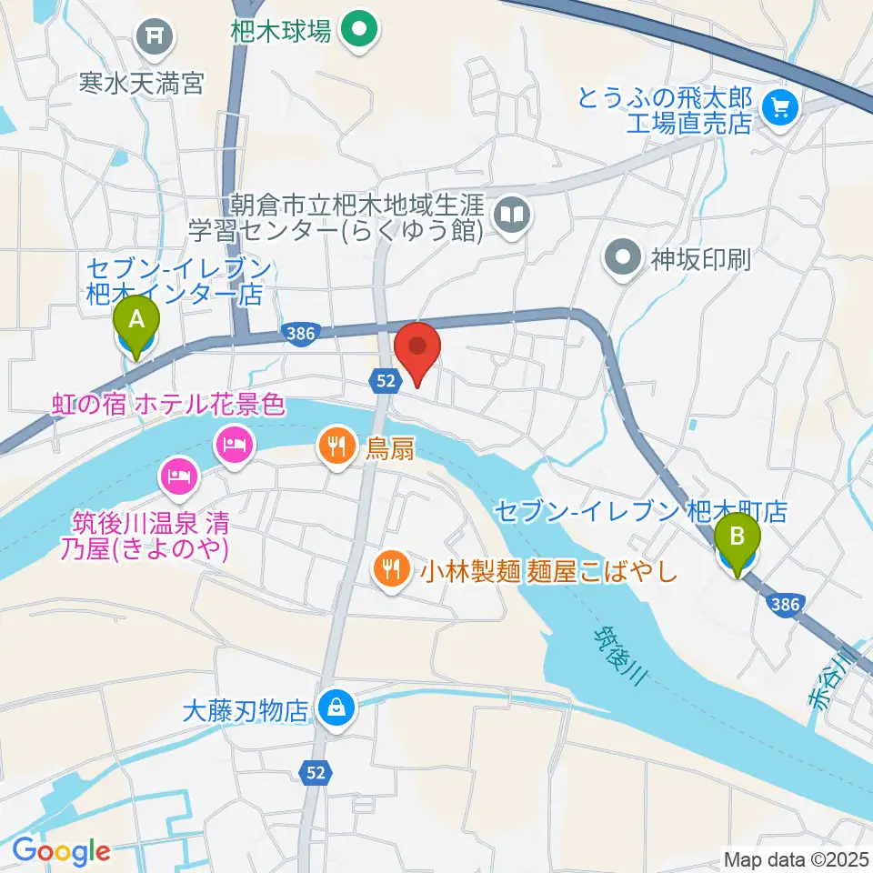沢田楽器 杷木本店周辺のコンビニエンスストア一覧地図
