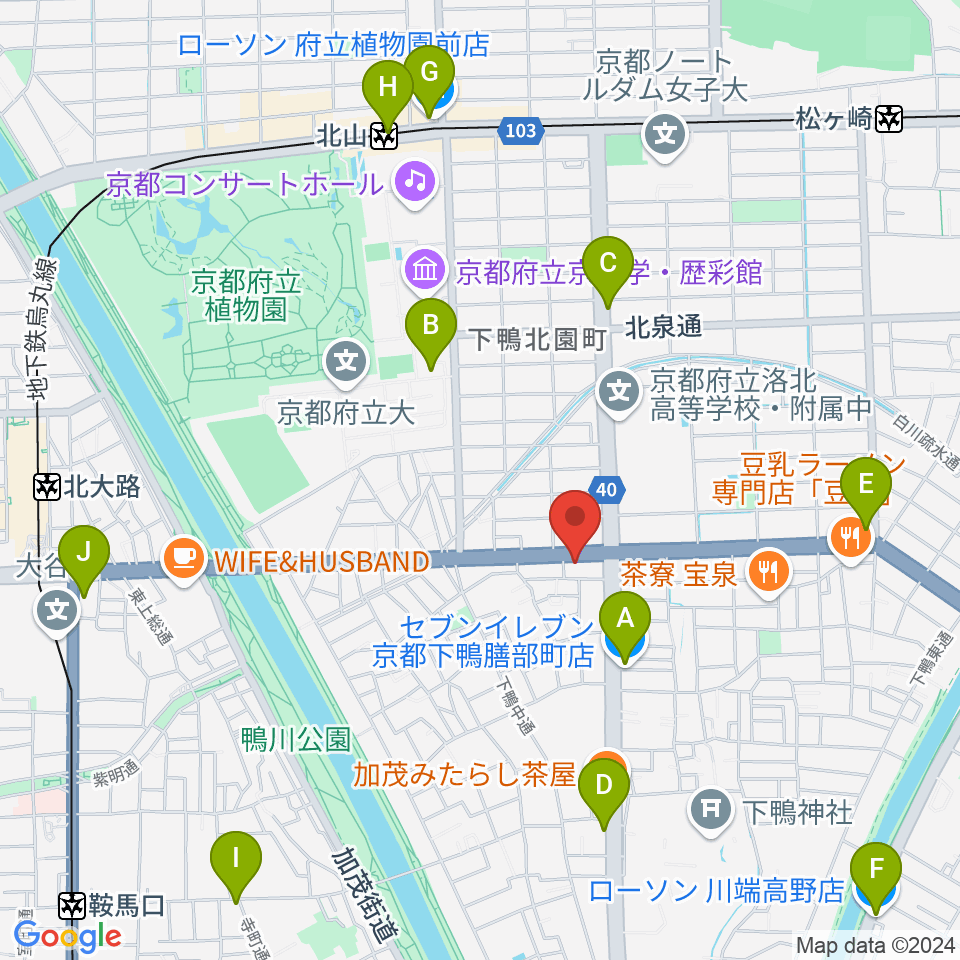 京都 月光堂楽器店周辺のコンビニエンスストア一覧地図