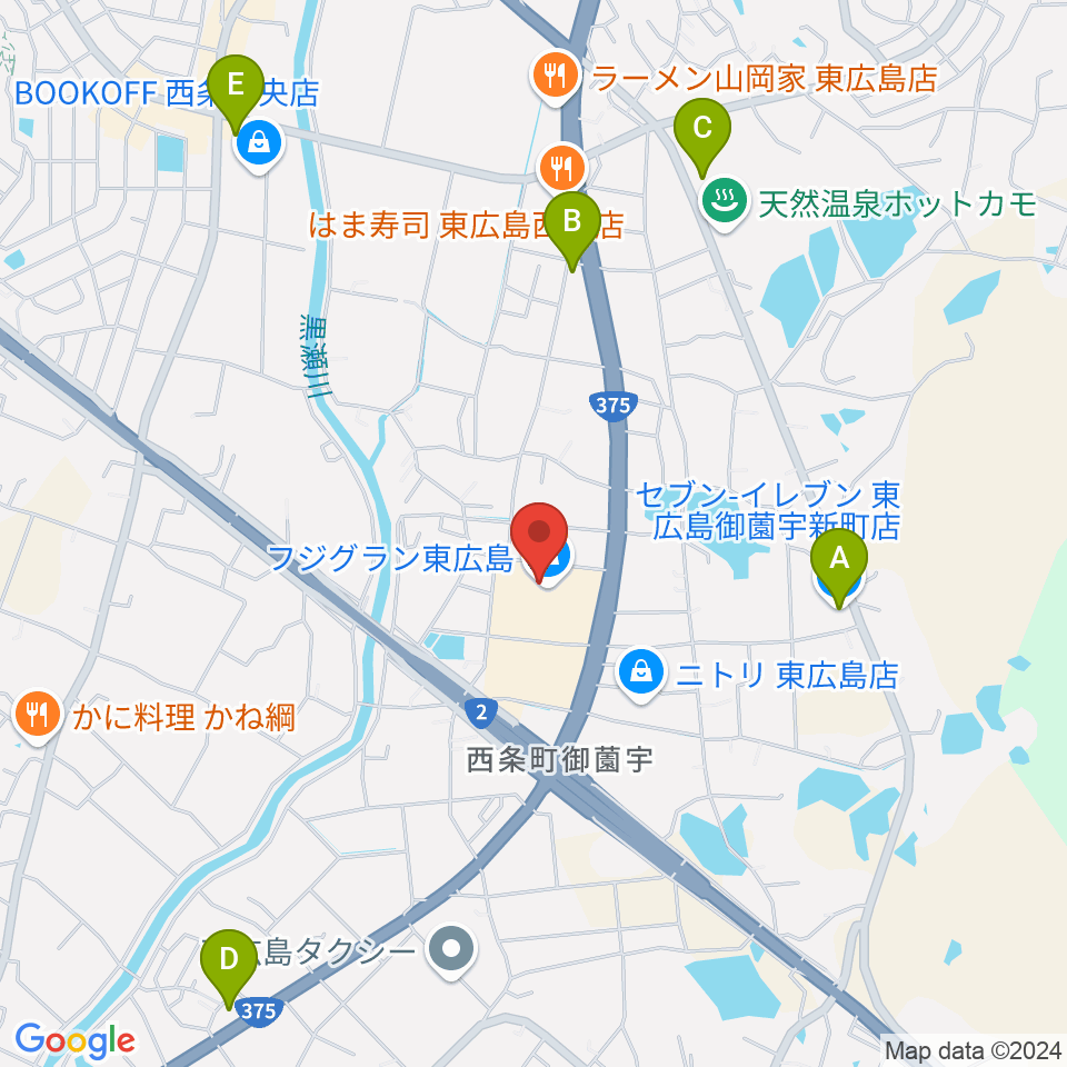 キハラ楽器西条店ときめきセンター周辺のコンビニエンスストア一覧地図