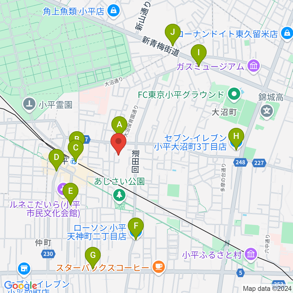 ギターのじゃべらぼう周辺のコンビニエンスストア一覧地図