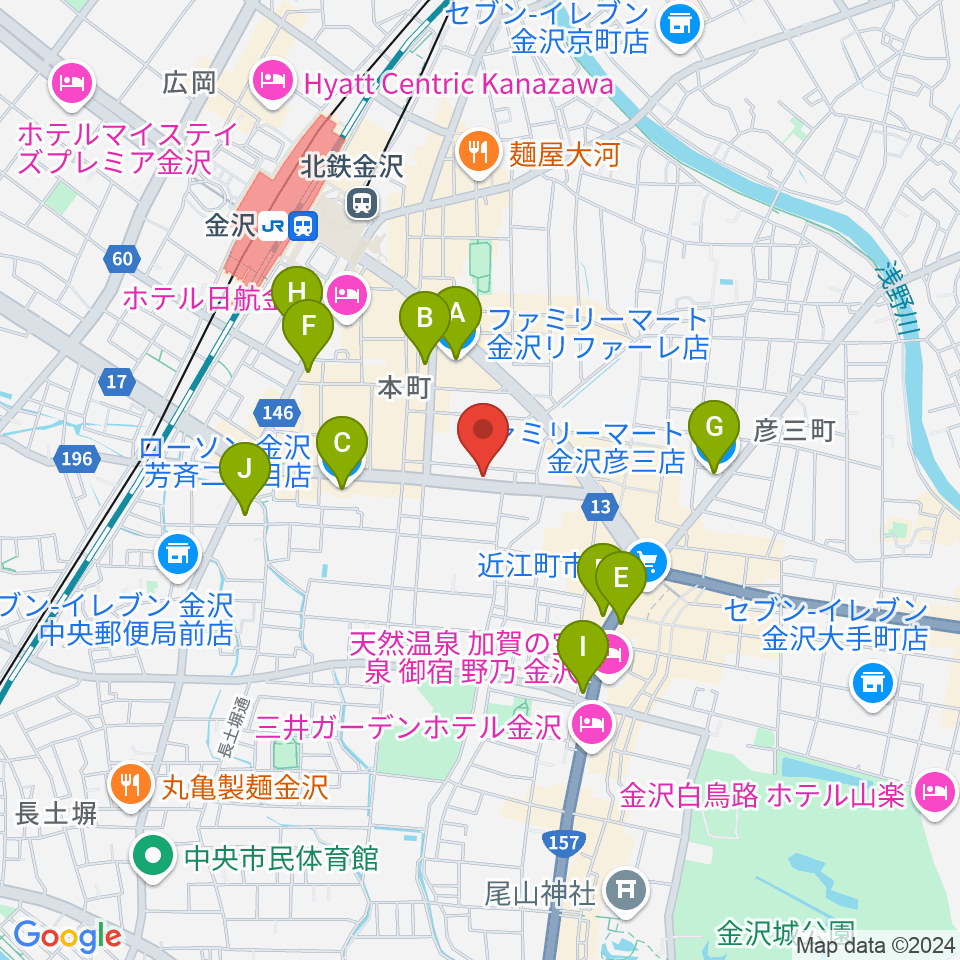 関屋楽器店周辺のコンビニエンスストア一覧地図