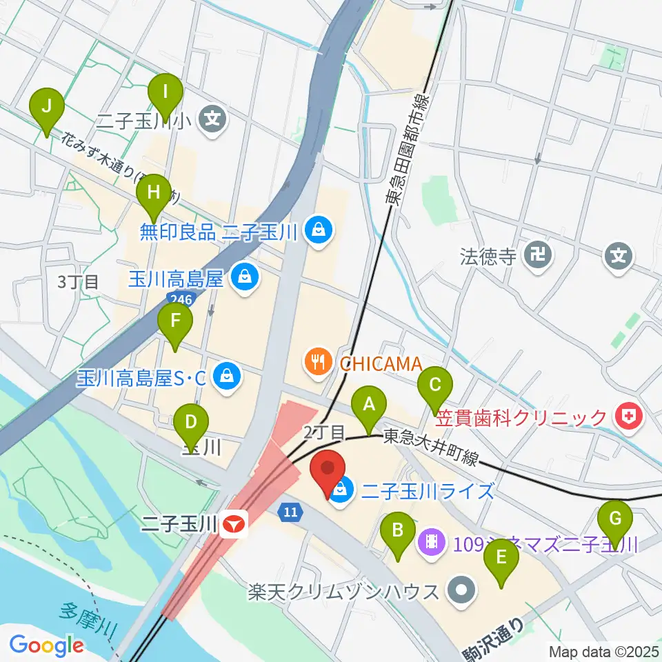 島村楽器 二子玉川ライズ・ショッピングセンター店周辺のコンビニエンスストア一覧地図