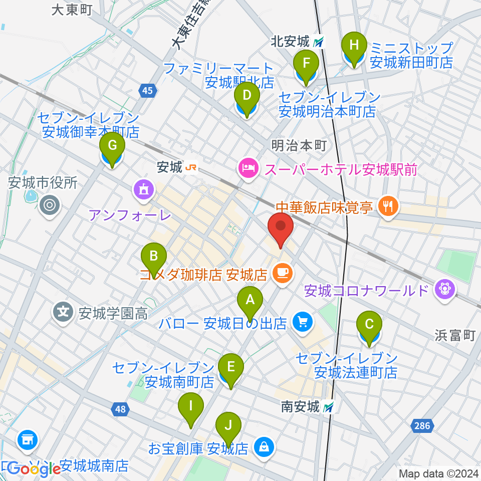 ツルタ楽器周辺のコンビニエンスストア一覧地図