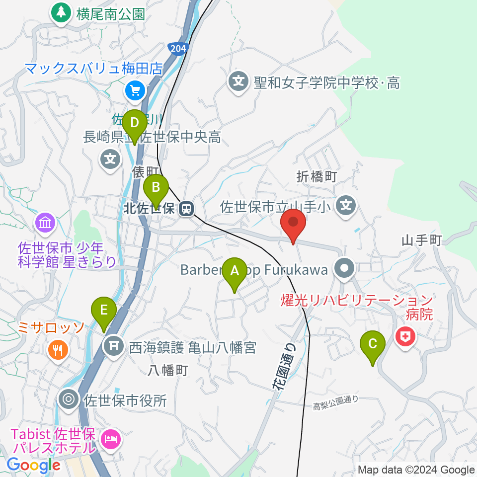 アルス楽器 佐世保店周辺のコンビニエンスストア一覧地図