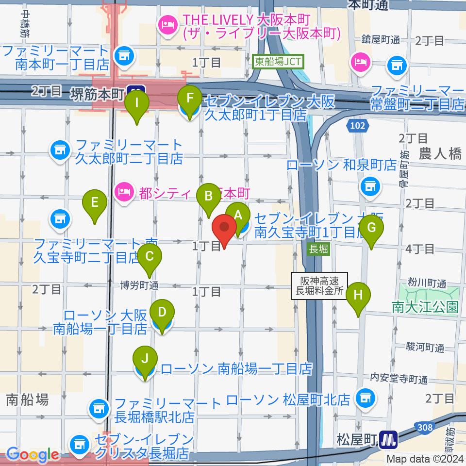 エバ電子楽器周辺のコンビニエンスストア一覧地図