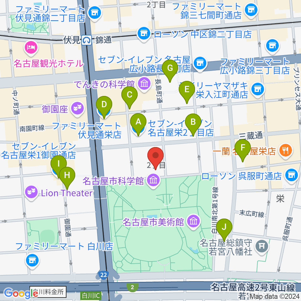 シャコンヌ名古屋店周辺のコンビニエンスストア一覧地図