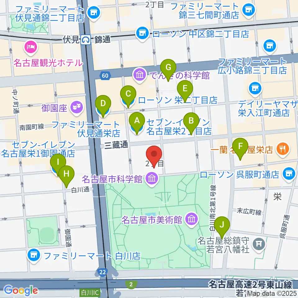 シャコンヌ名古屋店周辺のコンビニエンスストア一覧地図