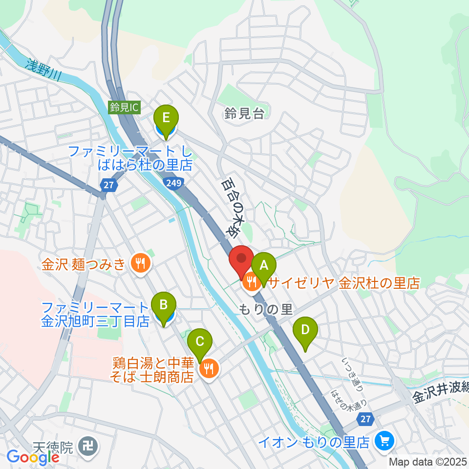 シャコンヌ金沢店周辺のコンビニエンスストア一覧地図