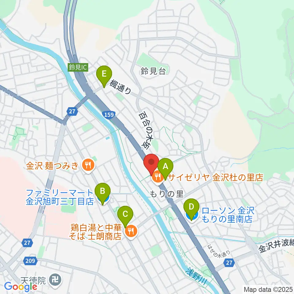 シャコンヌ金沢店周辺のコンビニエンスストア一覧地図