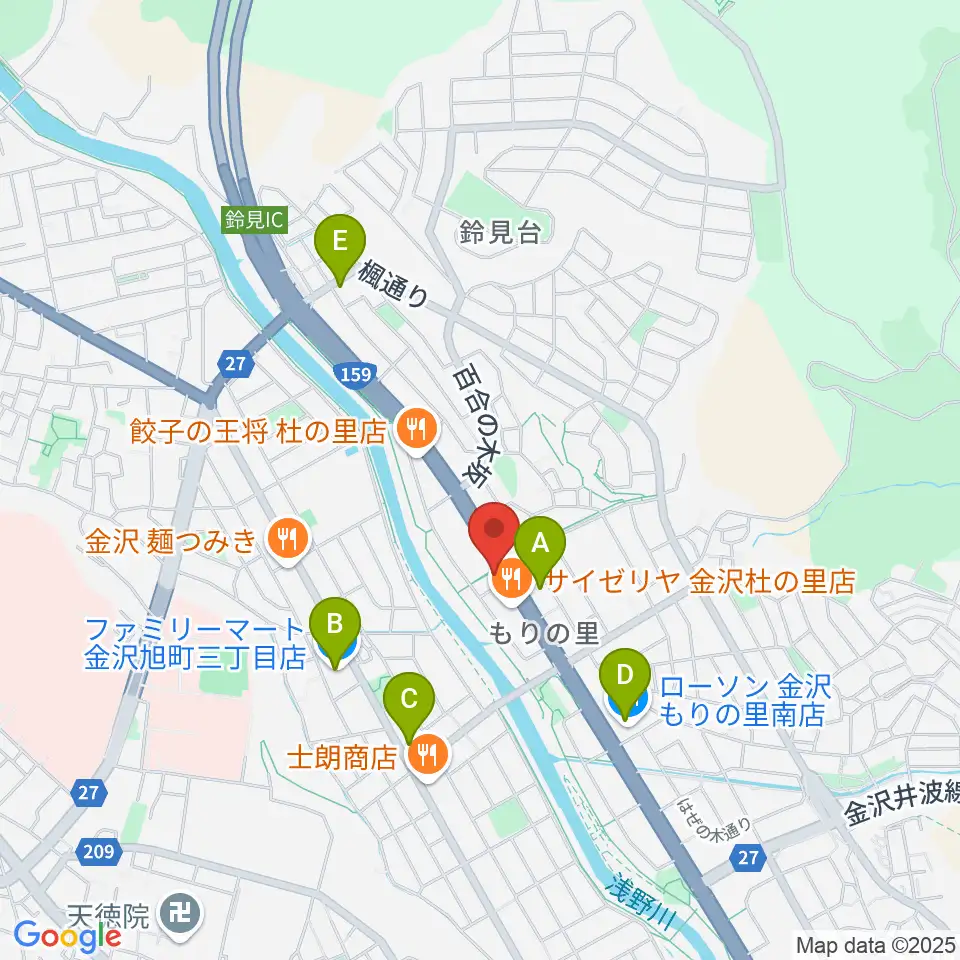 シャコンヌ金沢店周辺のコンビニエンスストア一覧地図