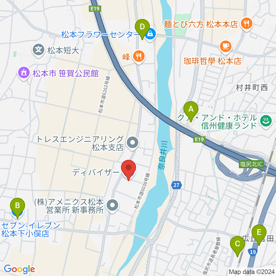 ディバイザー周辺のコンビニエンスストア一覧地図