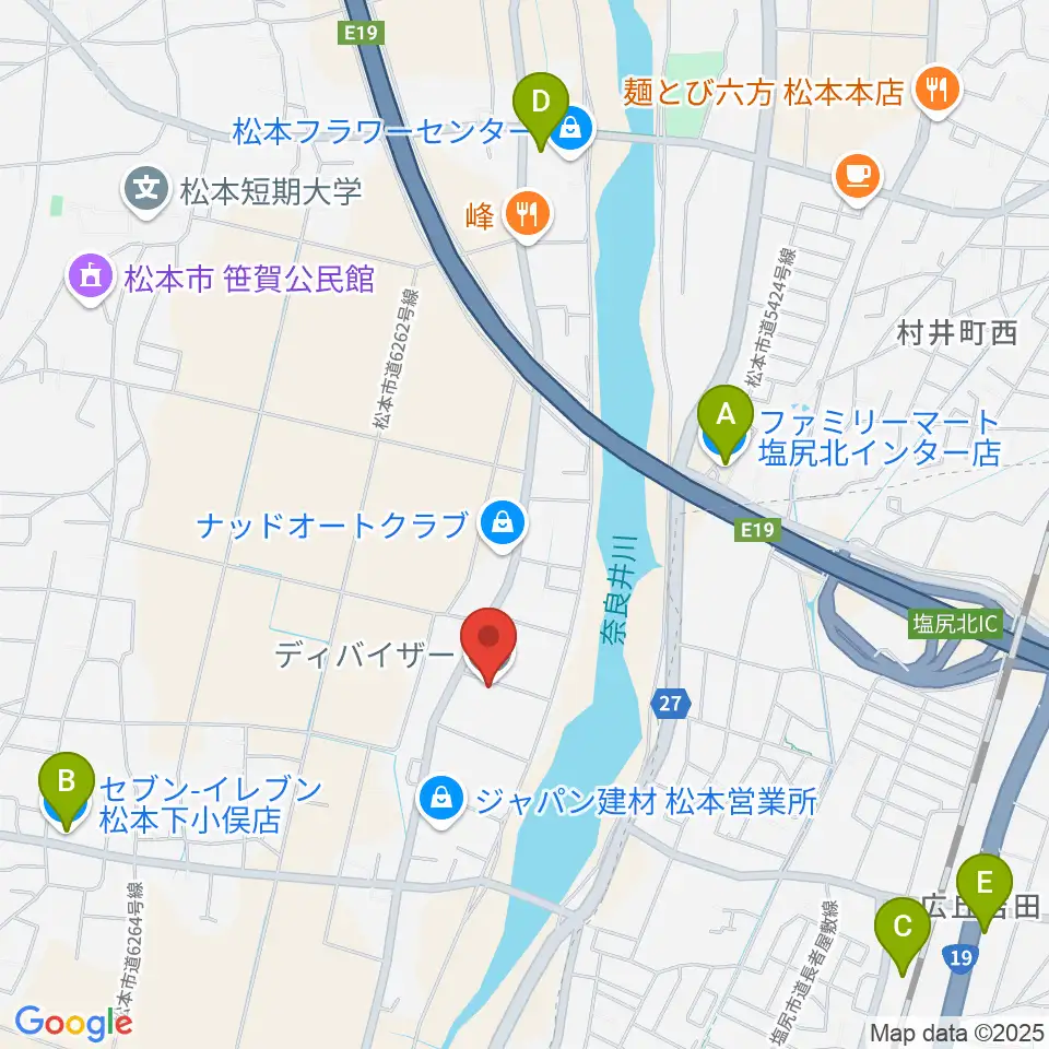 ディバイザー周辺のコンビニエンスストア一覧地図