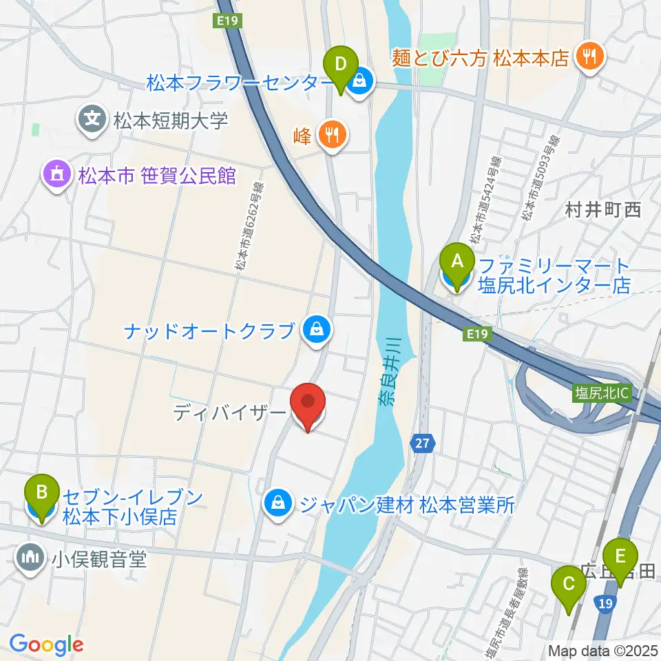ディバイザー周辺のコンビニエンスストア一覧地図