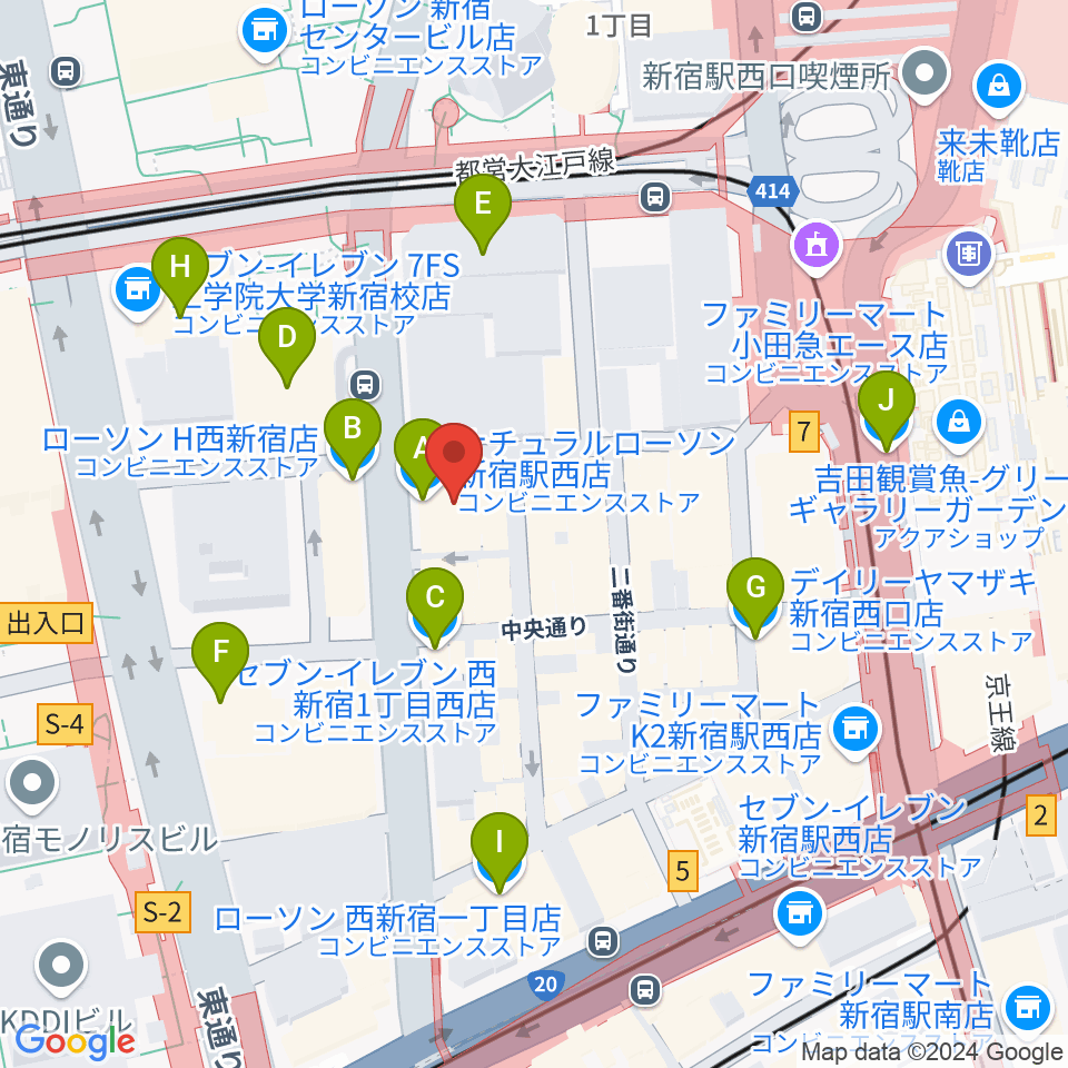 ドルチェ楽器管楽器アヴェニュー東京店周辺のコンビニエンスストア一覧地図