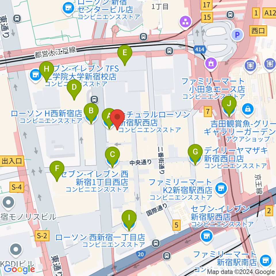 ドルチェ楽器管楽器アヴェニュー東京店周辺のコンビニエンスストア一覧地図