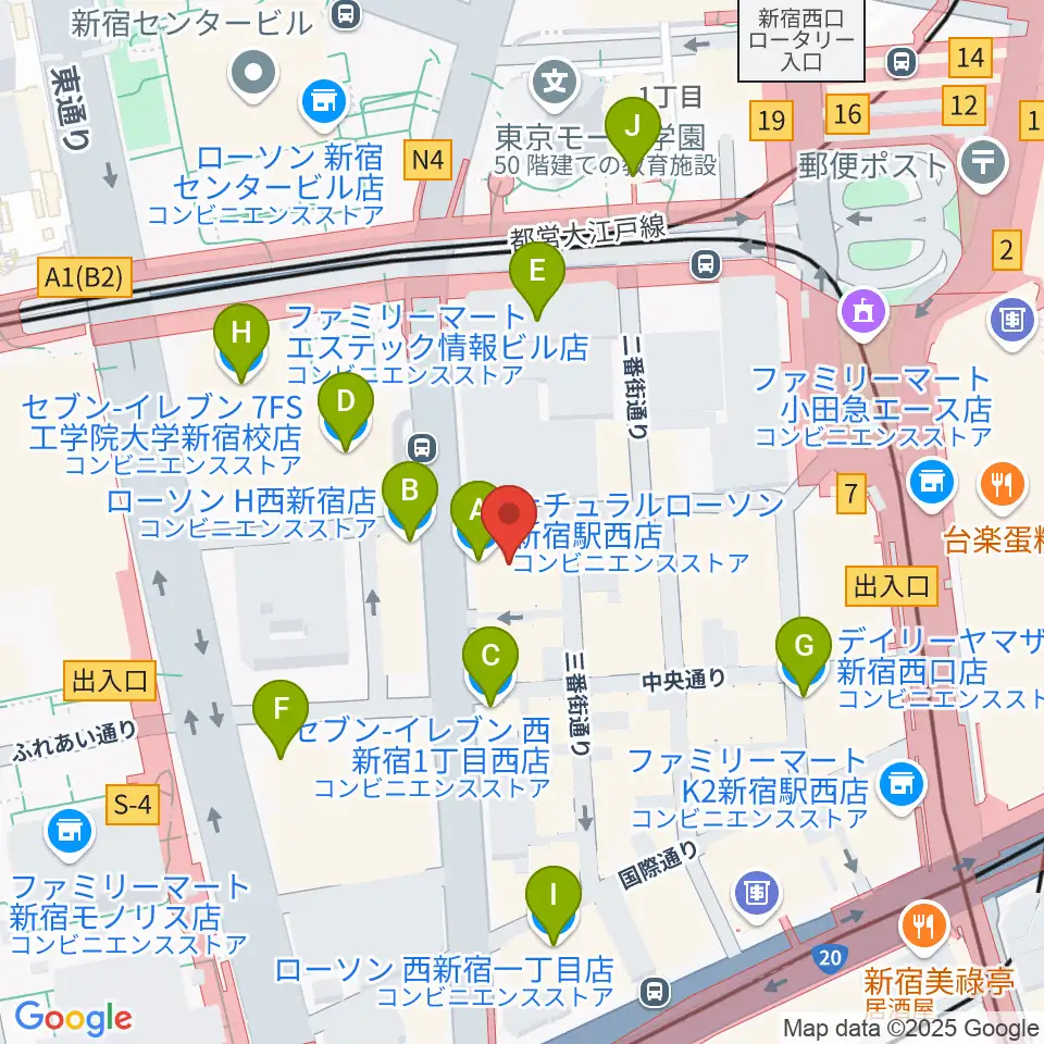 ドルチェ楽器管楽器アヴェニュー東京店周辺のコンビニエンスストア一覧地図