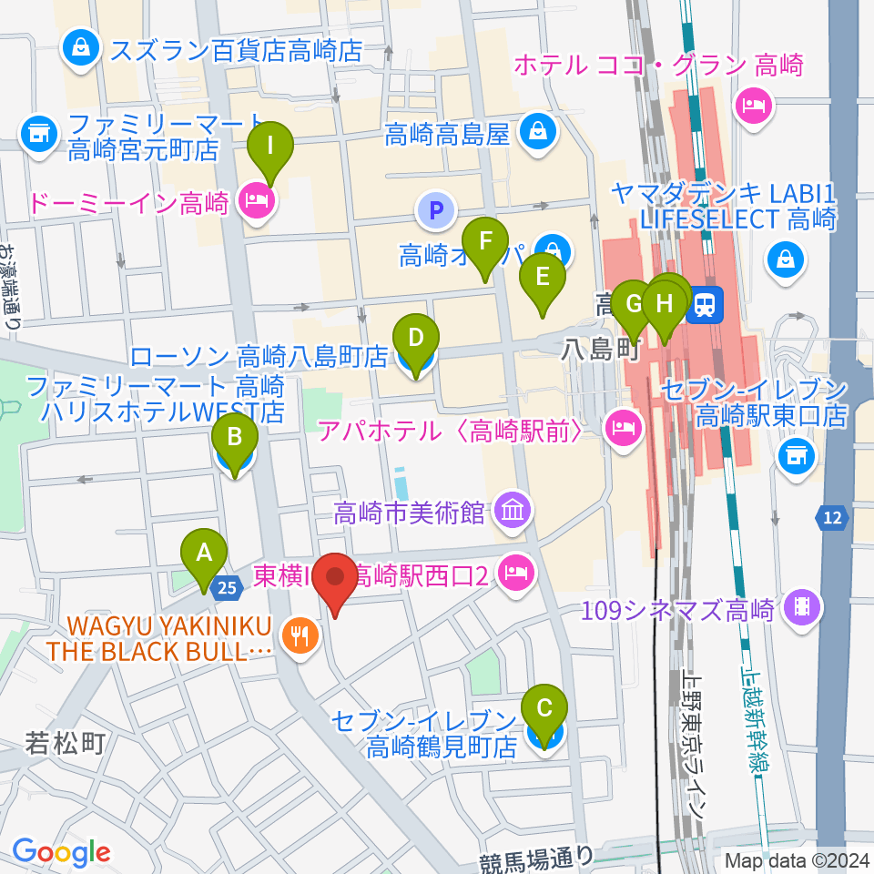 ダストボウル高崎店周辺のコンビニエンスストア一覧地図