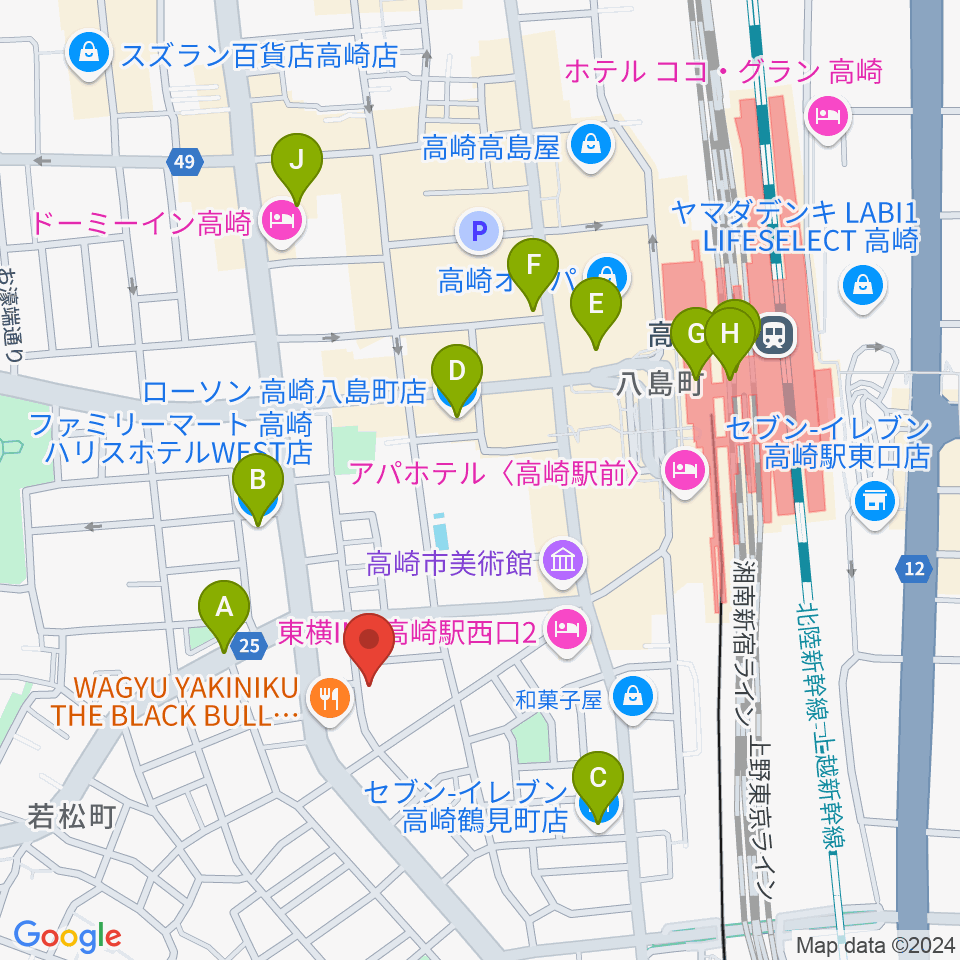 ダストボウル高崎店周辺のコンビニエンスストア一覧地図