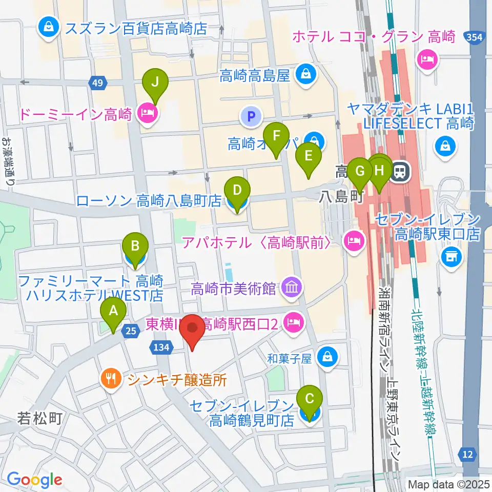 ダストボウル高崎店周辺のコンビニエンスストア一覧地図