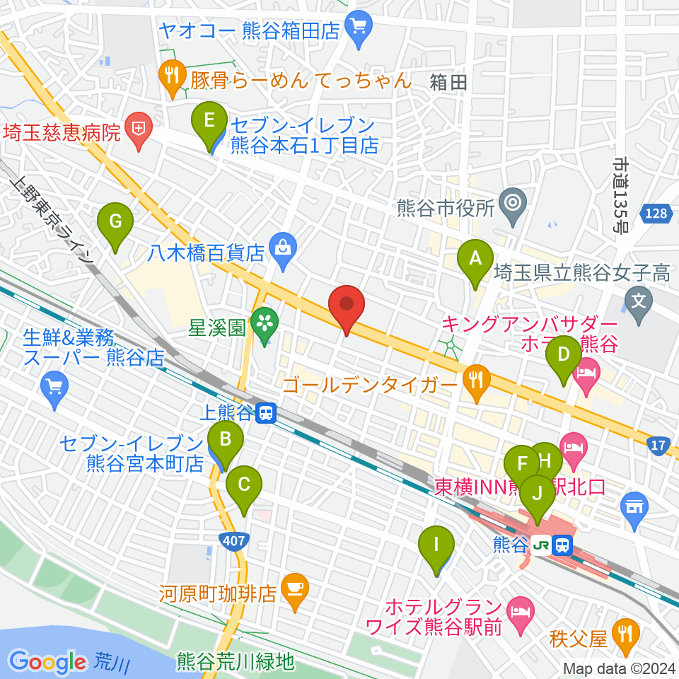 タニタ楽器 熊谷本店周辺のコンビニエンスストア一覧地図