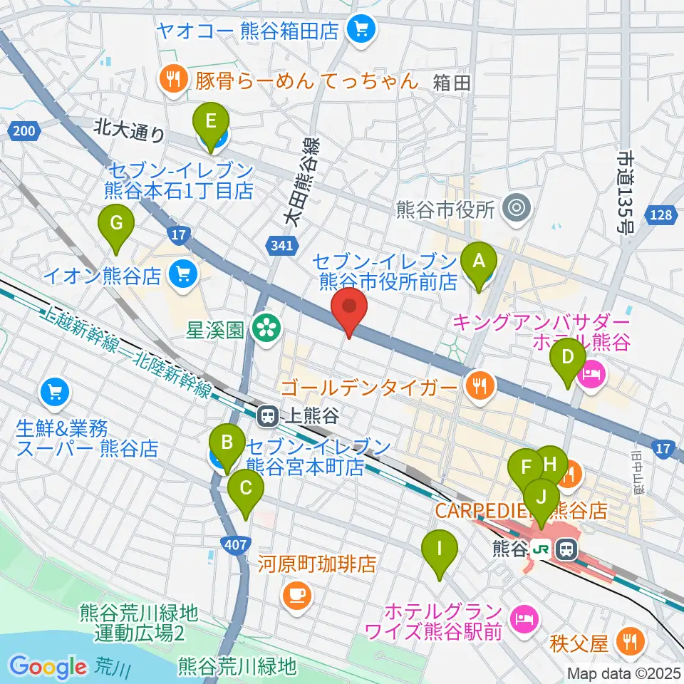 タニタ楽器 熊谷本店周辺のコンビニエンスストア一覧地図