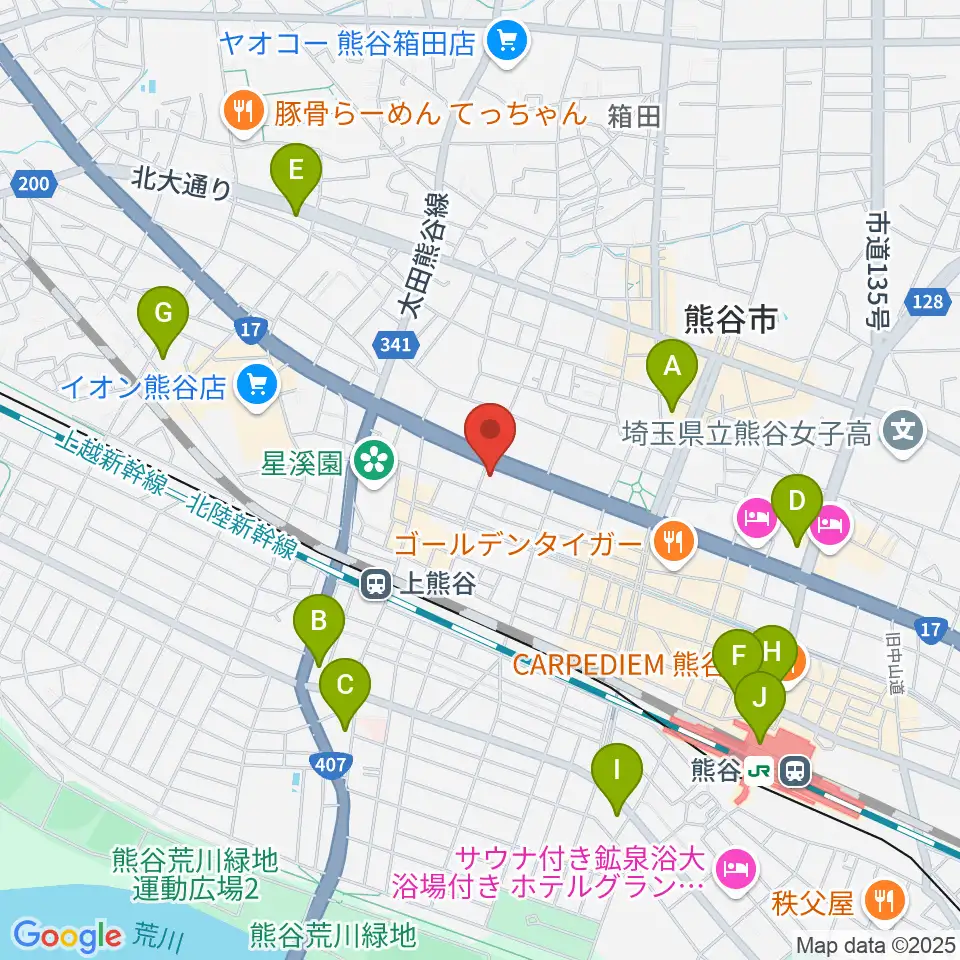 タニタ楽器 熊谷本店周辺のコンビニエンスストア一覧地図