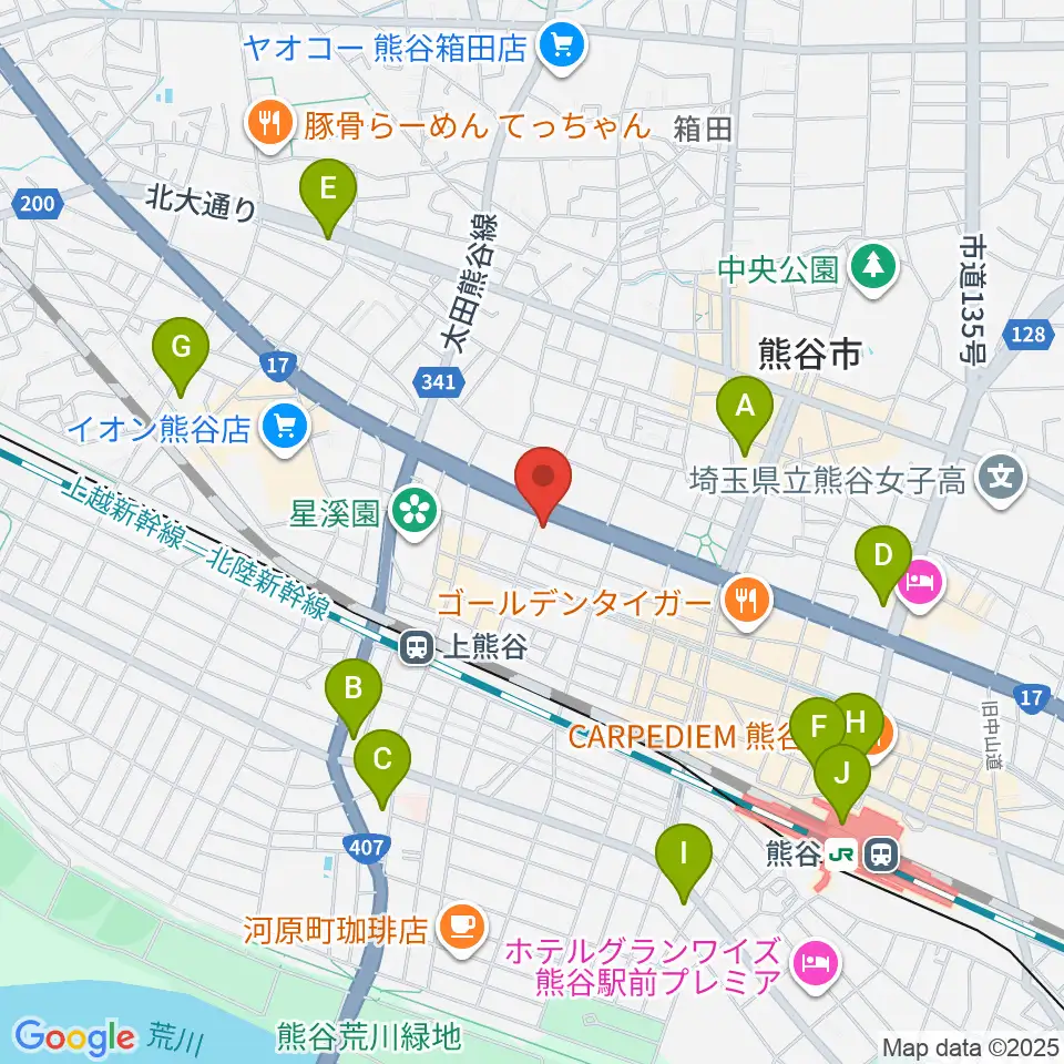 タニタ楽器 熊谷本店周辺のコンビニエンスストア一覧地図
