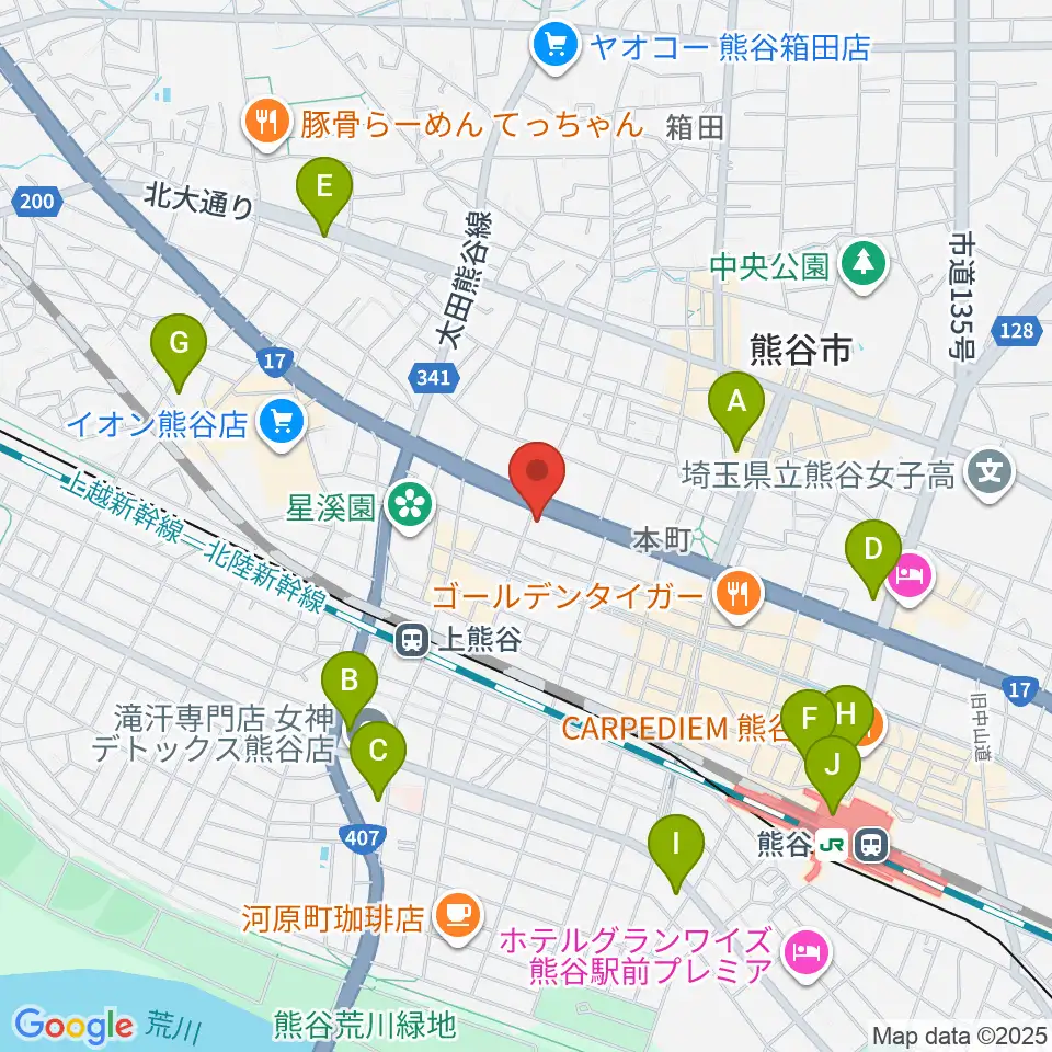 タニタ楽器 熊谷本店周辺のコンビニエンスストア一覧地図