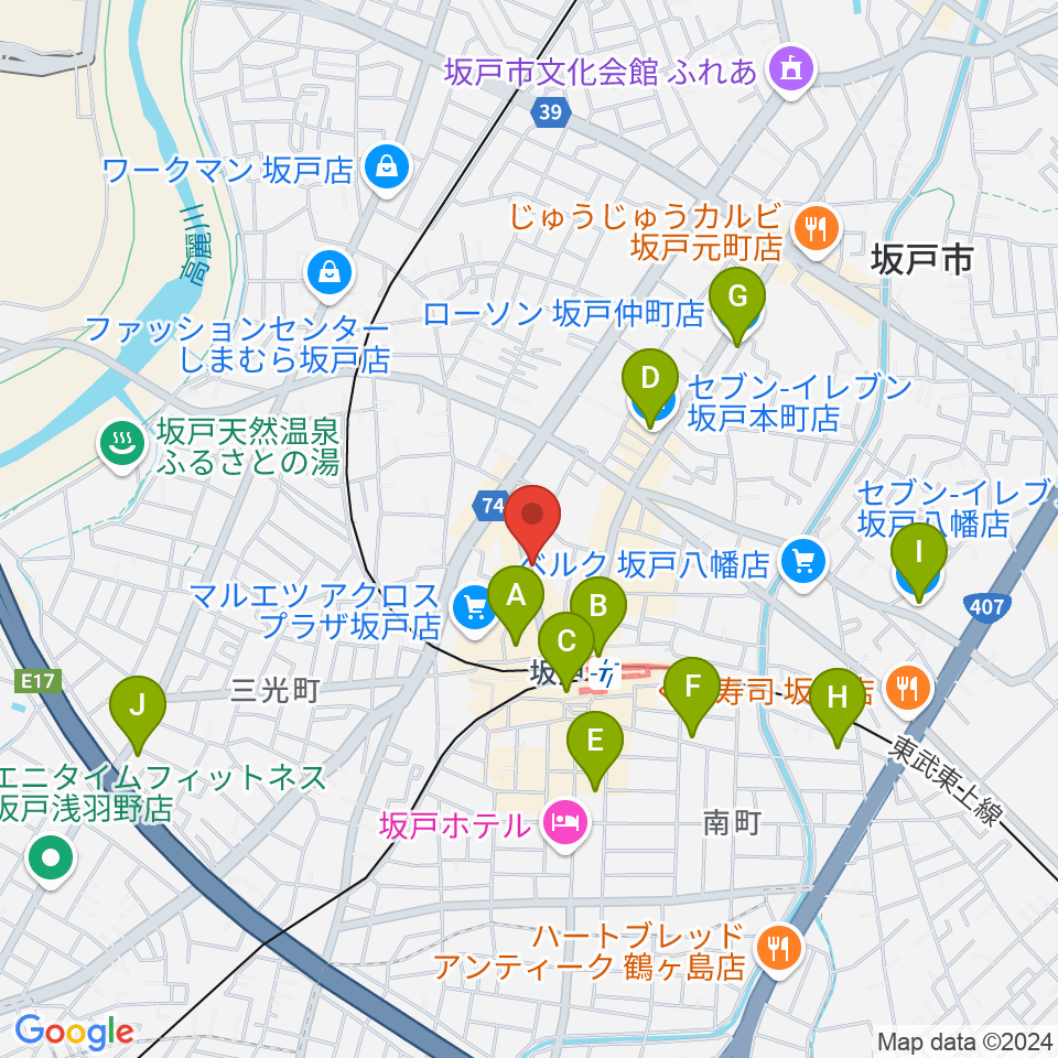 サウンド風雅 埼玉坂戸店周辺のコンビニエンスストア一覧地図