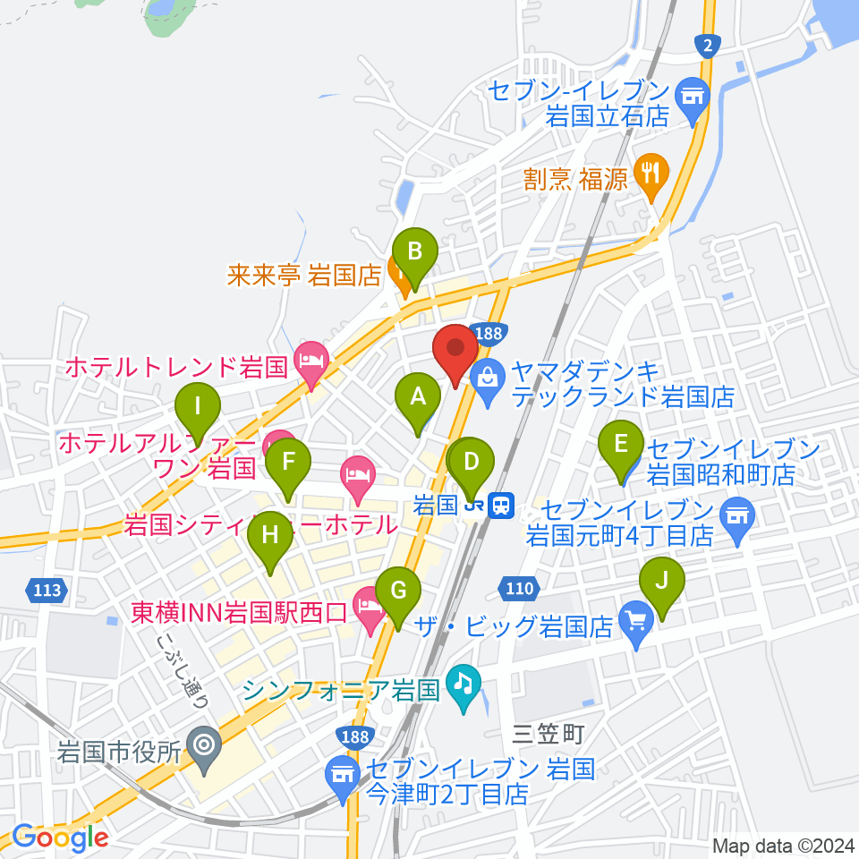 ふちだ楽器店 岩国店周辺のコンビニエンスストア一覧地図