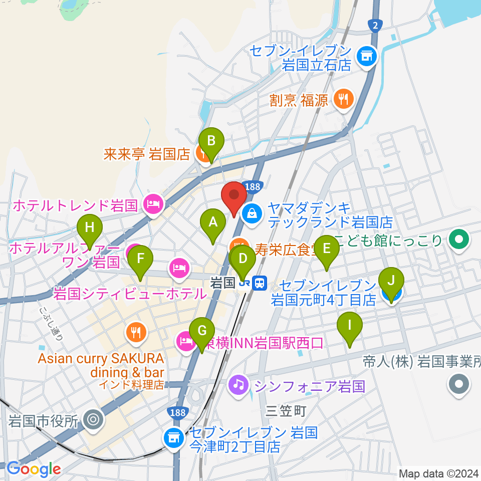 ふちだ楽器店 岩国店周辺のコンビニエンスストア一覧地図