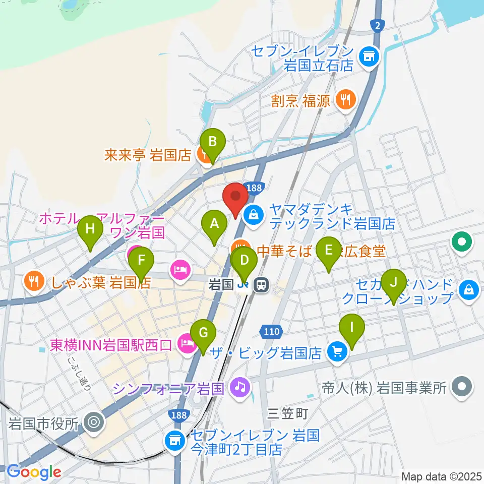 ふちだ楽器店 岩国店周辺のコンビニエンスストア一覧地図