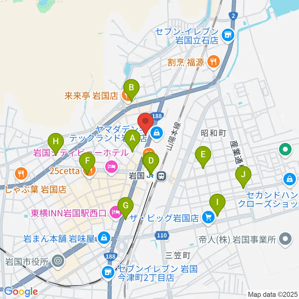 ふちだ楽器店 岩国店周辺のコンビニエンスストア一覧地図