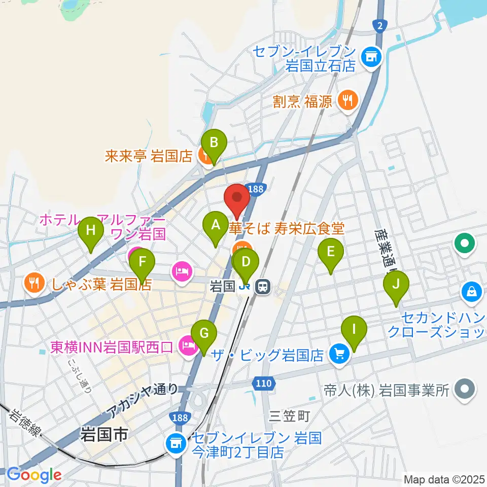 ふちだ楽器店 岩国店周辺のコンビニエンスストア一覧地図