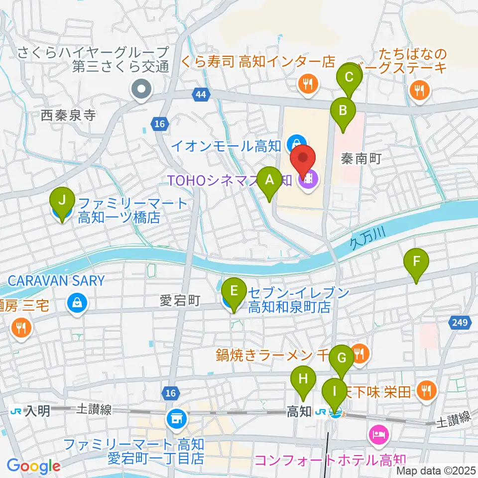 楽器堂OPUS イオンモール高知店周辺のコンビニエンスストア一覧地図
