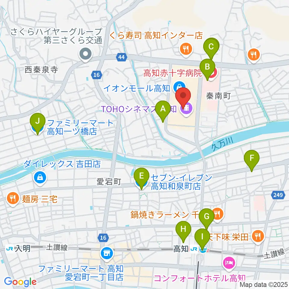 楽器堂OPUS イオンモール高知店周辺のコンビニエンスストア一覧地図