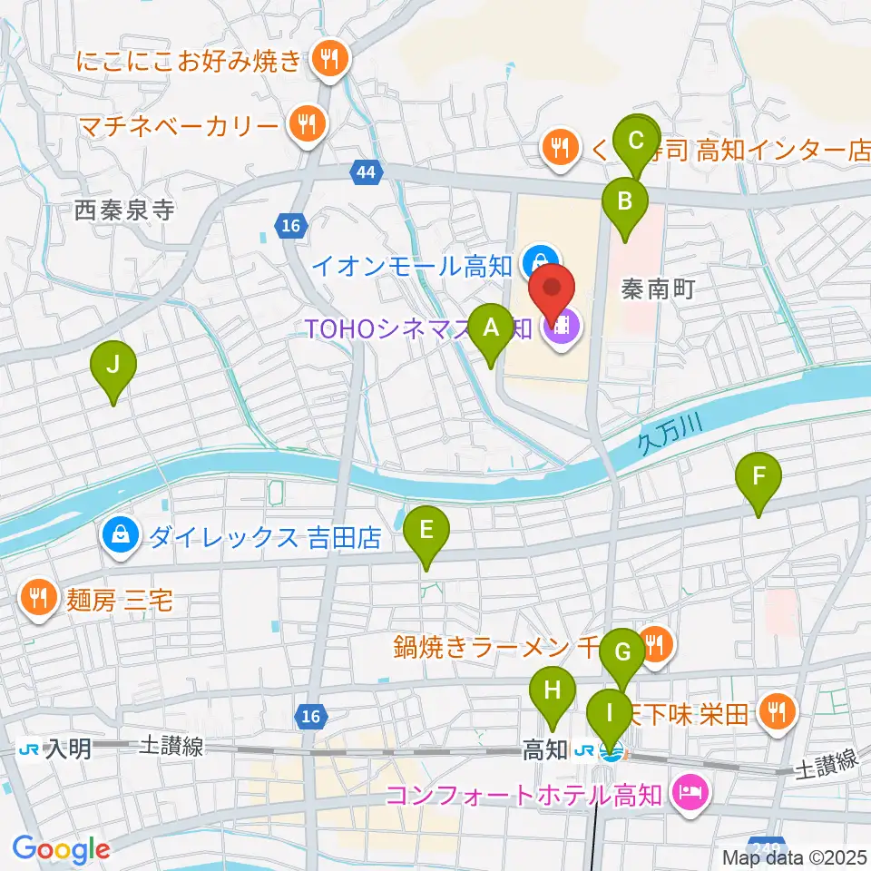 楽器堂OPUS イオンモール高知店周辺のコンビニエンスストア一覧地図