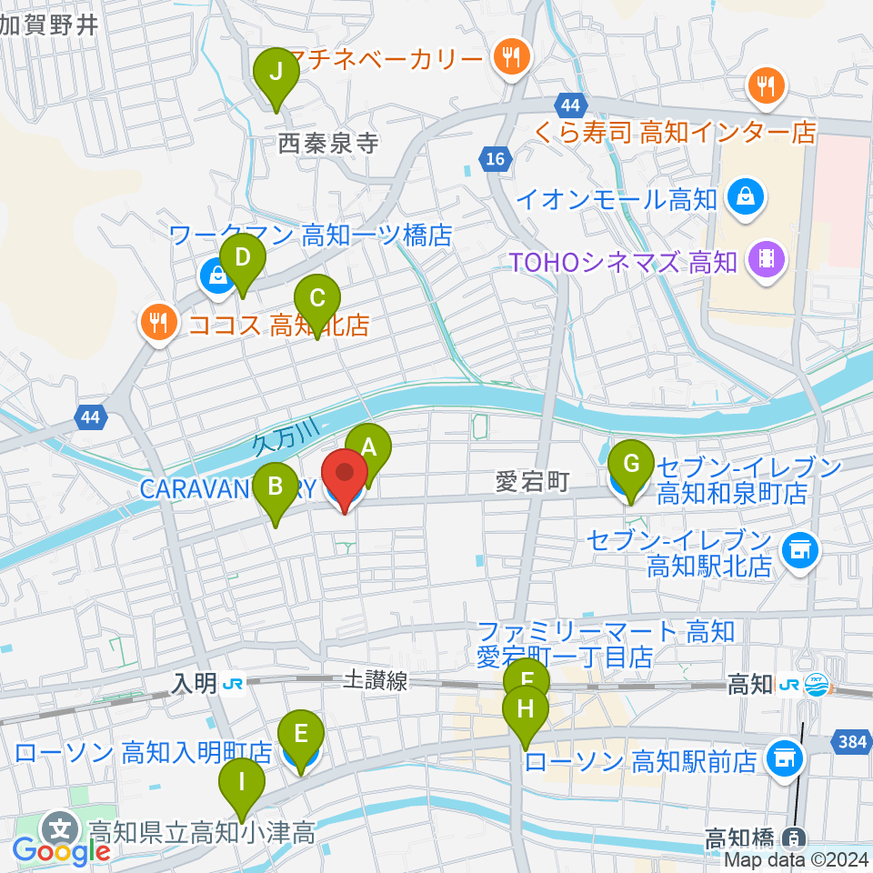 楽器堂OPUS本店周辺のコンビニエンスストア一覧地図