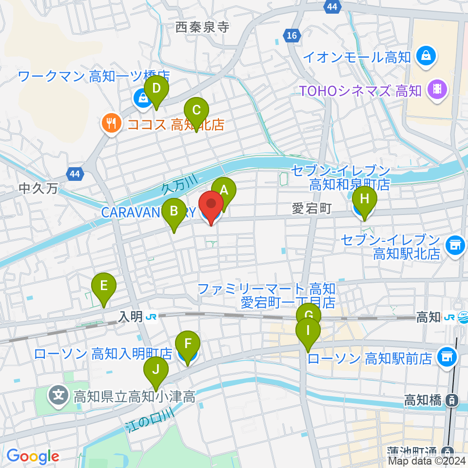 楽器堂OPUS本店周辺のコンビニエンスストア一覧地図