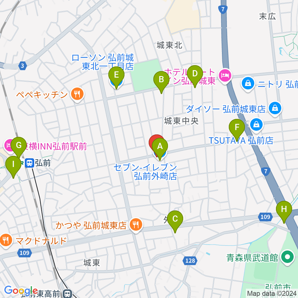 楽器のメリーゴーランド周辺のコンビニエンスストア一覧地図