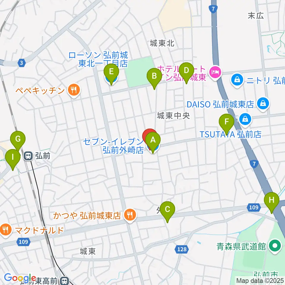 楽器のメリーゴーランド周辺のコンビニエンスストア一覧地図