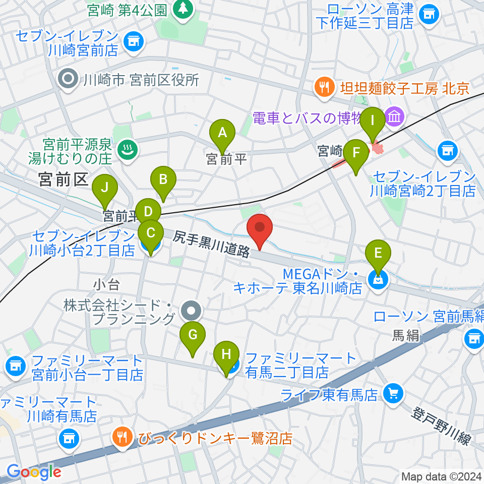 ギターシェルター周辺のコンビニエンスストア一覧地図