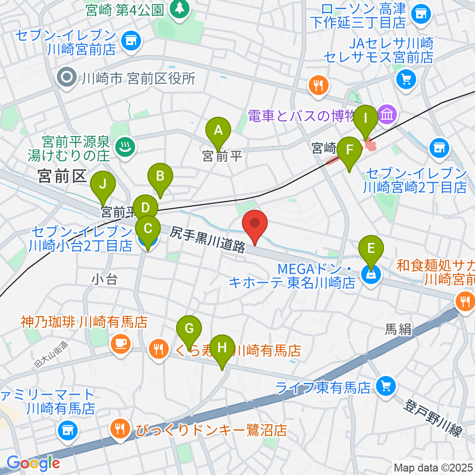 ギターシェルター周辺のコンビニエンスストア一覧地図