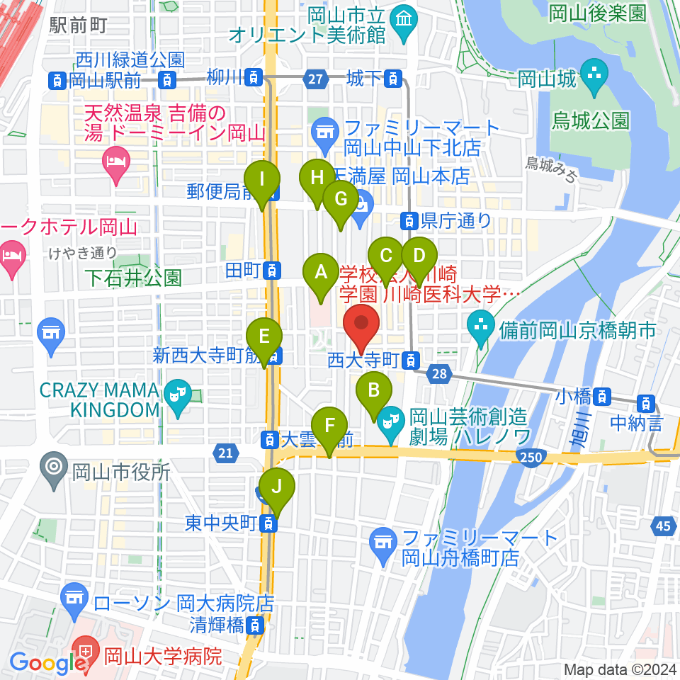 長谷川楽器ギターコロニー周辺のコンビニエンスストア一覧地図