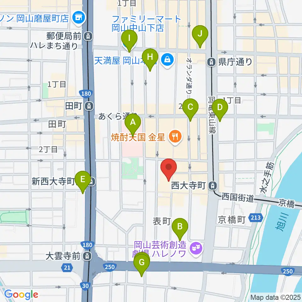 長谷川楽器ギターコロニー周辺のコンビニエンスストア一覧地図