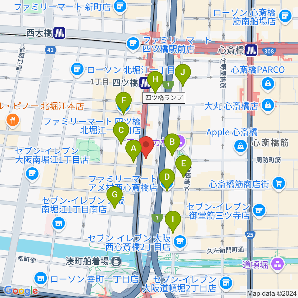 ギターリックス周辺のコンビニエンスストア一覧地図