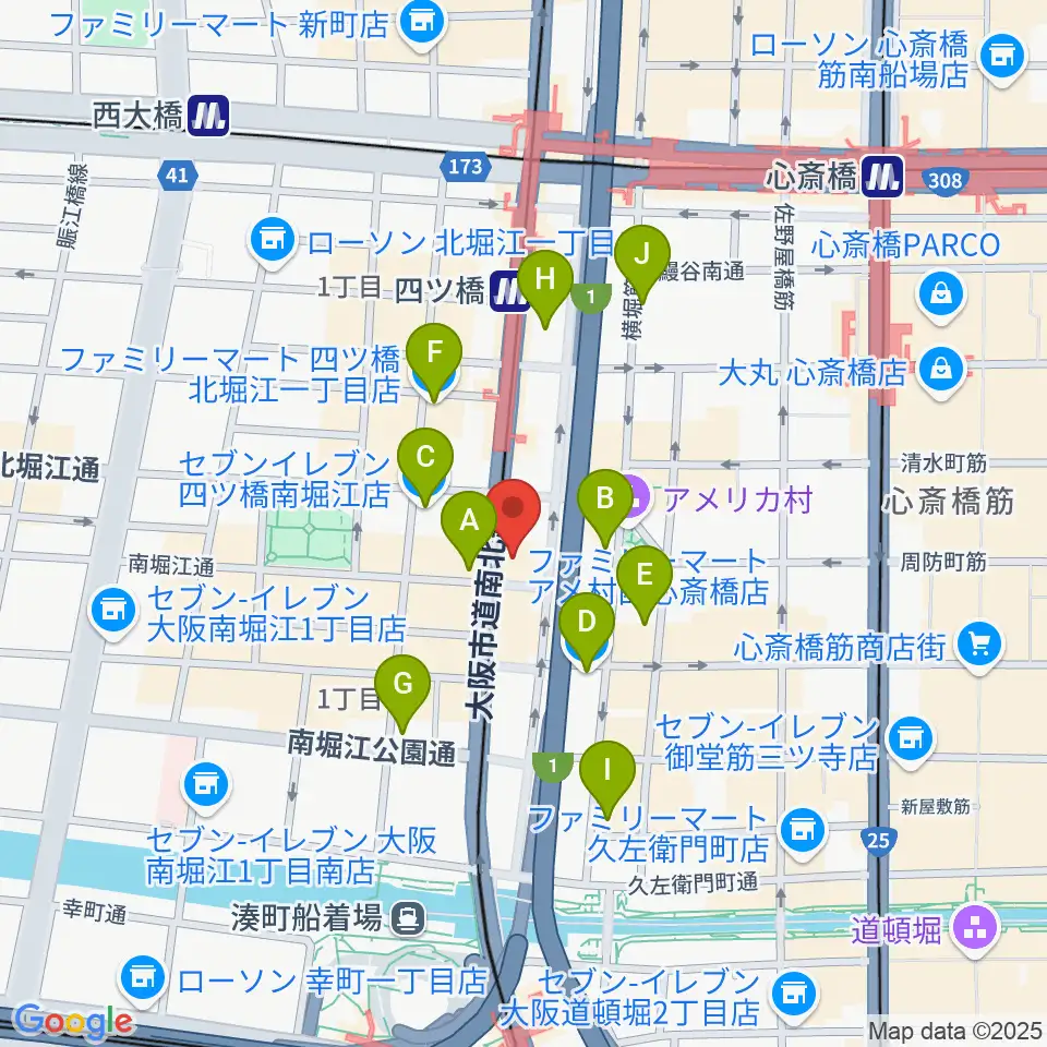ギターリックス周辺のコンビニエンスストア一覧地図