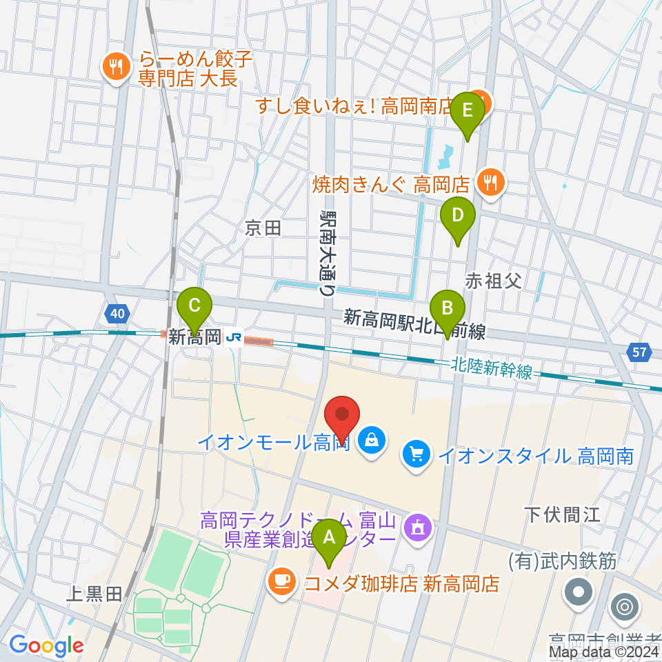 MPC楽器センター高岡周辺のコンビニエンスストア一覧地図