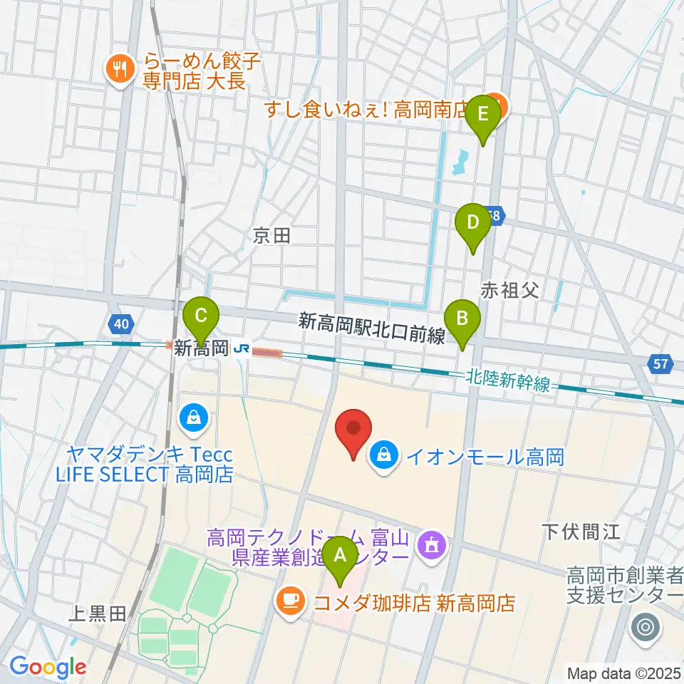 MPC楽器センター高岡周辺のコンビニエンスストア一覧地図
