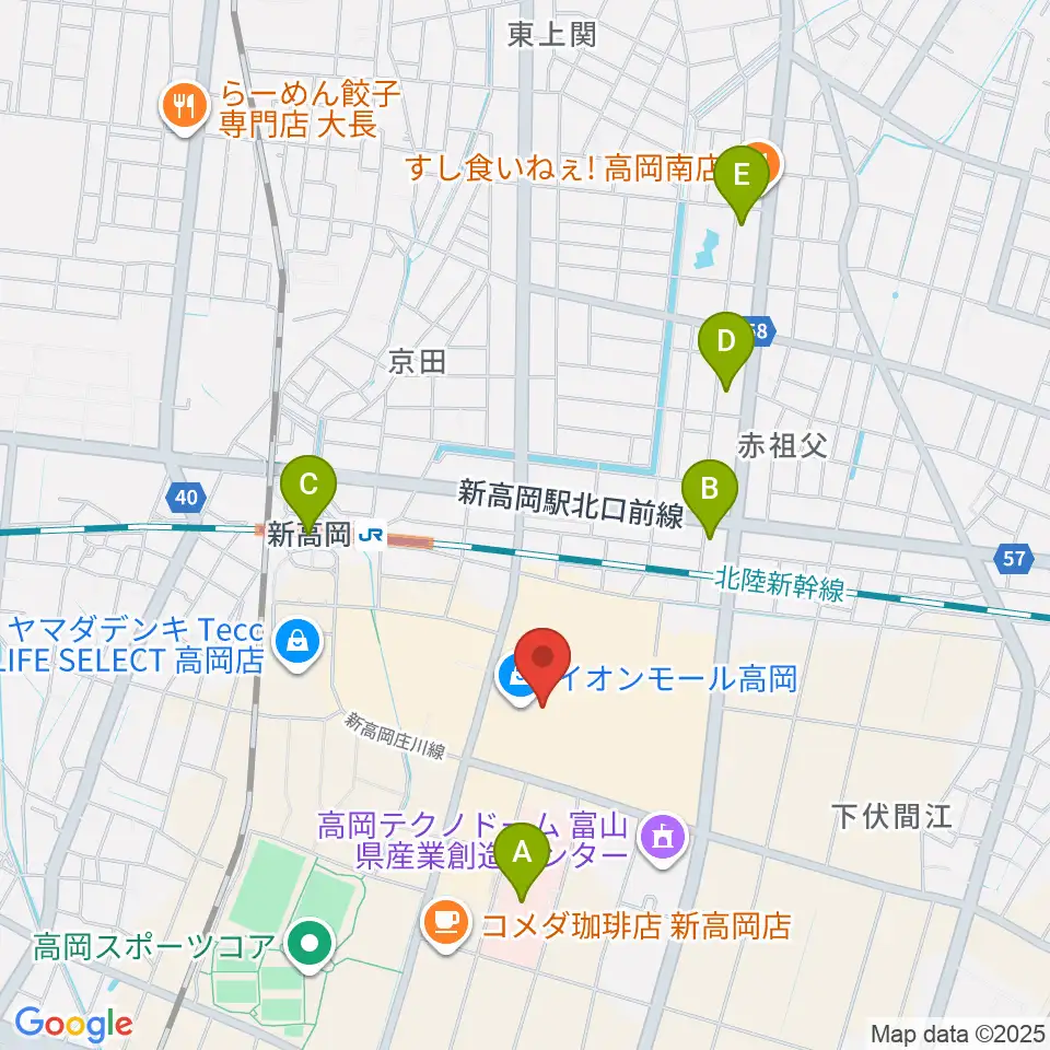 MPC楽器センター高岡周辺のコンビニエンスストア一覧地図